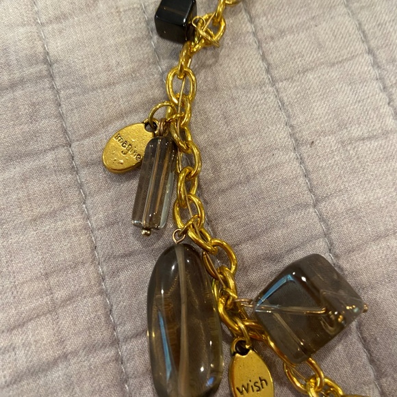 Gold-Toned Charm Necklace with Translucent Smoky Brown Beads - Picture 7 of 7